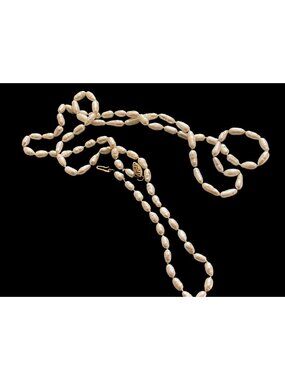 14k Gold Clasp Baroque Freshwater Pearl Necklace Hand-Knotted Classic Style 34.5